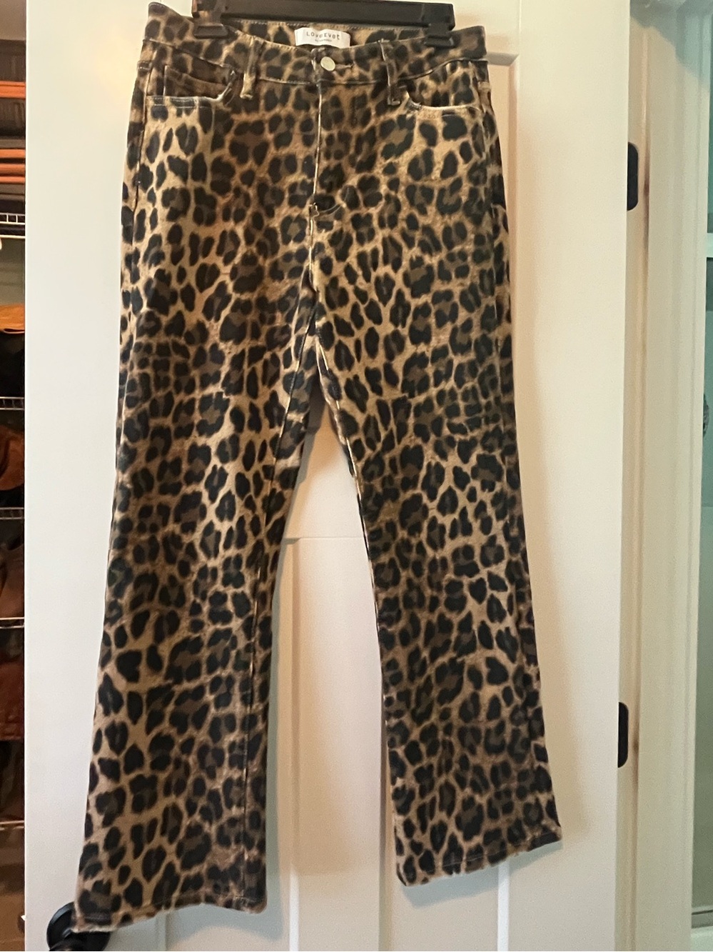 High Rise Leopard Kick Flare Jeans by Lovervet by Flying Monkey